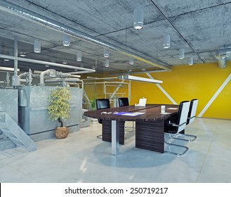 Modern Loft Office Interior. 3d Design Concept