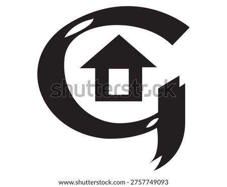 Modern logo featuring a house inside a stylized letter g