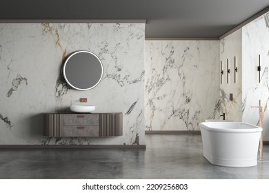 Modern Luxury Bathroom White Marble Walls Stock Illustration 2209256803 ...