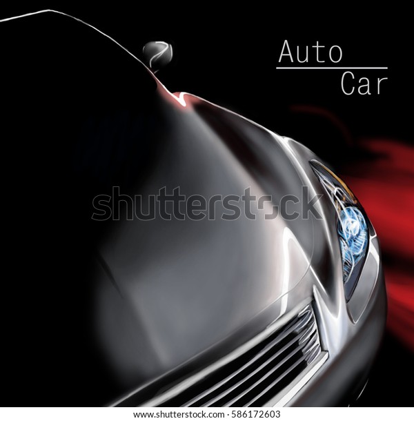 Modern Luxury Car Closeup Banner Background Stock Illustration