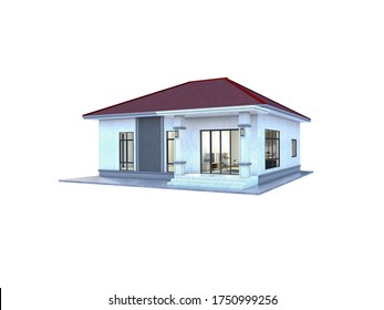 Modern Luxury Small Villa House 3D Render Isolate White Background