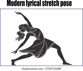 Modern lyrical dance pose emphasizing extended stretch, fluid body movement, and graceful posture. Ideal for dance, fitness, lifestyle, performance art, posters, and creative digital projects.