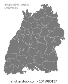 Modern Map - Baden Wuerttemberg Map Of Germany With Counties Gray