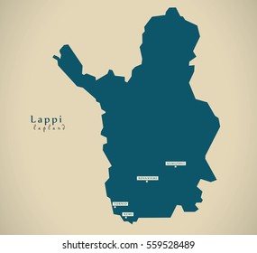 Modern Map - Lapland Finland FI Illustration