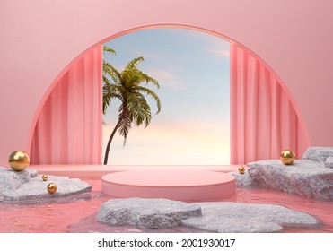 Modern Minimal Abstract Background For Cosmetic Product Display, Stage Podium 3d Rendering Scene