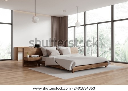 Similar – Image, Stock Photo Modern minimalist bedroom with natural light
