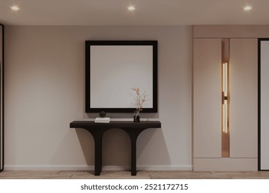 Modern Minimalist Entryway with Elegant Console Table and Large Mirror