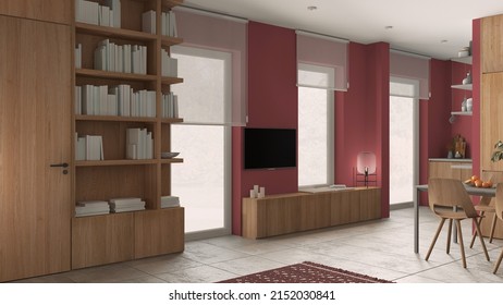 Modern Minimalist Living Room Red 260nw 2152030841 