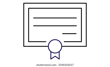 A modern, minimalist professional certification icon featuring a certificate or document with a ribbon,  symbolizing qualifications, expertise, and achievement. - Powered by Shutterstock