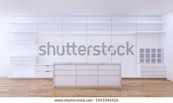 Modern Minimalist Walk Closet White Wardrobe Stock Illustration