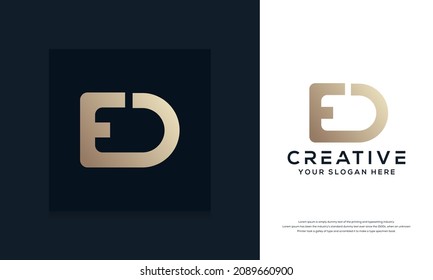 Modern Monogram Abstract Letter E D Logo Design
