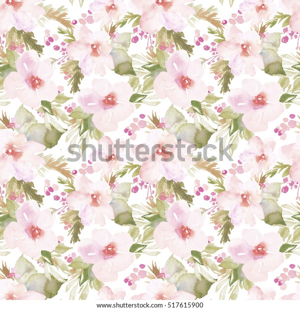 Modern Muted Watercolor Floral Pattern Background Stock Illustration