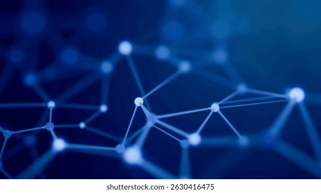 Modern network visualization, abstract blue digital web, glowing connections, data pathways, cyber technology, communication design, futuristic interconnected points, high-tech