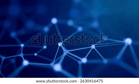 Modern network visualization, abstract blue digital web, glowing connections, data pathways, cyber technology, communication design, futuristic interconnected points, high-tech