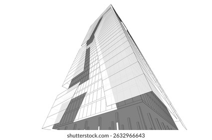 Modern office building 3d rendering