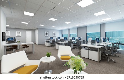 modern office interior 3d rendering 