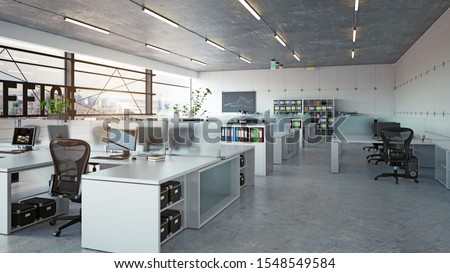 modern office interior, 3d rendering business concept design