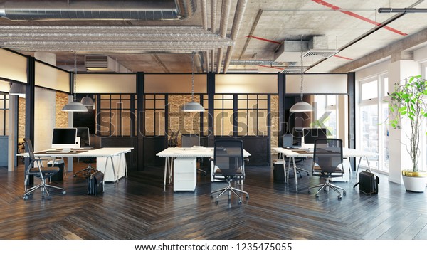 Modern Office Interior Design Loft Concept Stock Illustration 1235475055