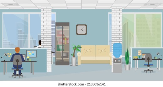 Modern Office Interior Open Space Cabinet Stock Illustration 2185036141 ...