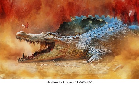 crocodile painting