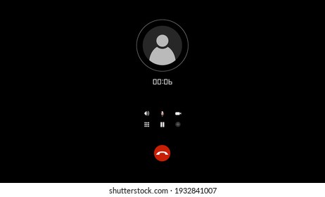 Modern One Minute Voice Call Screen User Interface With Timecall On Black Background