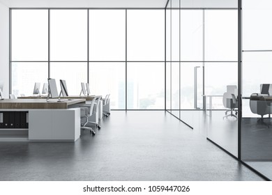 Concrete Ceiling Office Lobby White Glass Stock Illustration 784874260