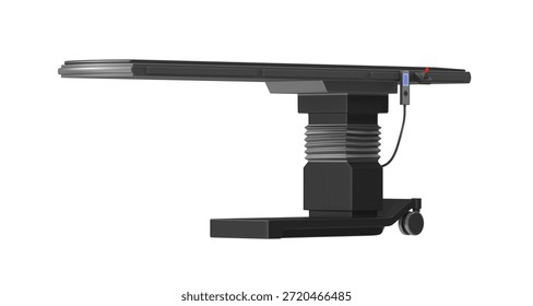 Modern operating table with adjustable height and electronic controls on wheels