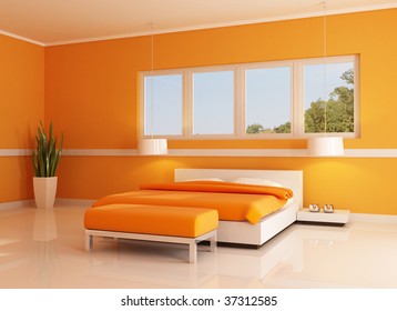 Modern Orange Bedroom