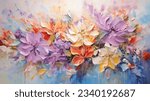 Modern painting, abstract, metal elements, texture background, flowers and plants,
