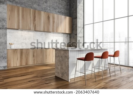 Image, Stock Photo Red tables, red stools, on them colorful plastic bowls, form a group of round shapes