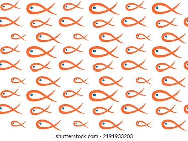 Modern Pattern, Great Design For Any Purpose. School Of Orange Fish Swimming Seamless  Patten.