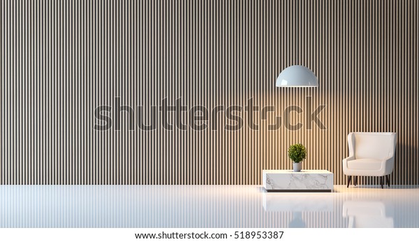 現代の平和なリビング モダンリビングルームミニマリズムスタイルの白い床飾り壁に木格子を付け 基本的に明るく清潔なシンプルな のイラスト素材