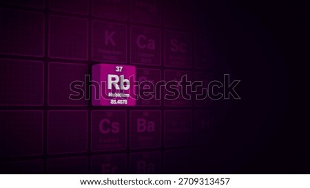 Modern periodic table element Rubidium 3D illustration