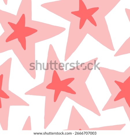 Modern Pink Star Seamless Pattern on White Background for Kids and Fun Designs