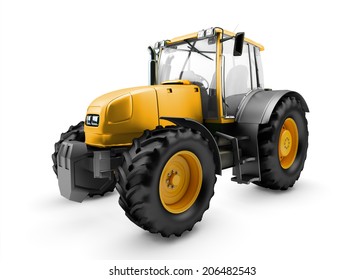 Modern Powerful Farm Tractor Isolated On White Background