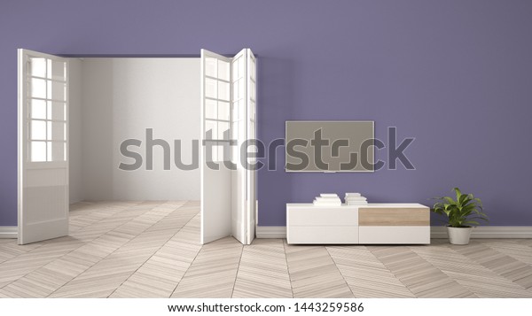 Modern Purple Living Room White Furniture Stock Illustration