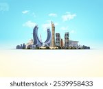 Modern Qatar city background concept.