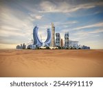 Modern Qatar city background concept.