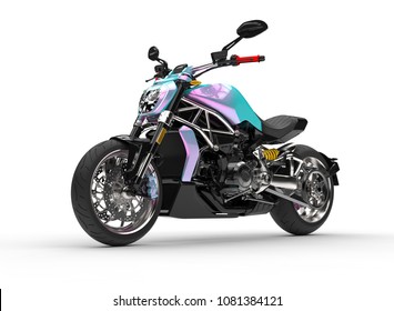 Modern Race Motorcycle With Pearlescent Paint Job - 3D Illustration