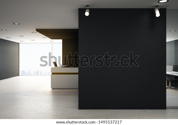 Modern Reception Desk Lobby Interior Empty Stock