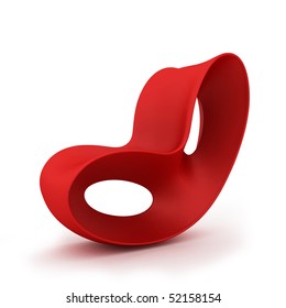 Modern Red Chair Isolated On A White Background