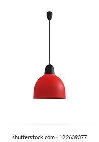 Modern Red Hanging Lamp, Isolated On White Background.