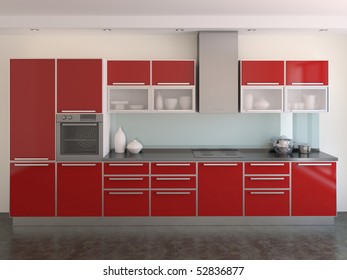 Modern Red Kitchen