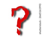 Modern red question mark vector with high contrast on a clean white canvas, expressing curiosity and information search, perfect for academic, commercial, and creative visual needs.