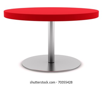 Modern Red Round Table Isolated On White Background