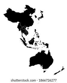 Modern Regional Comprehensive Economic Partnership RCEP Map.  Illustration. 