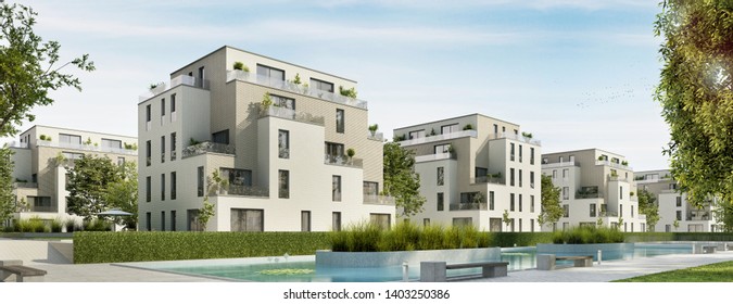 Modern residential buildings in the city. 3d rendering
