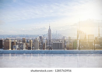 Modern rooftop with New York city view. Lifestyle concept 