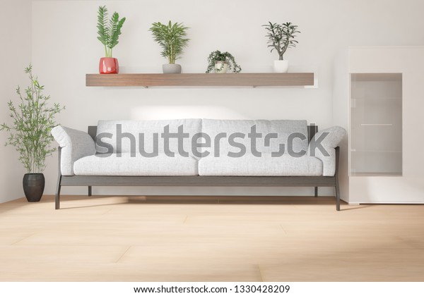 Modern Room Sofacupboard Plants Interior Design Stock