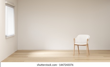 modern room with white armchair and lamp in empty room interior background home designs 3d rendering ,chair in front of wall empty wall objects home decoration - Powered by Shutterstock